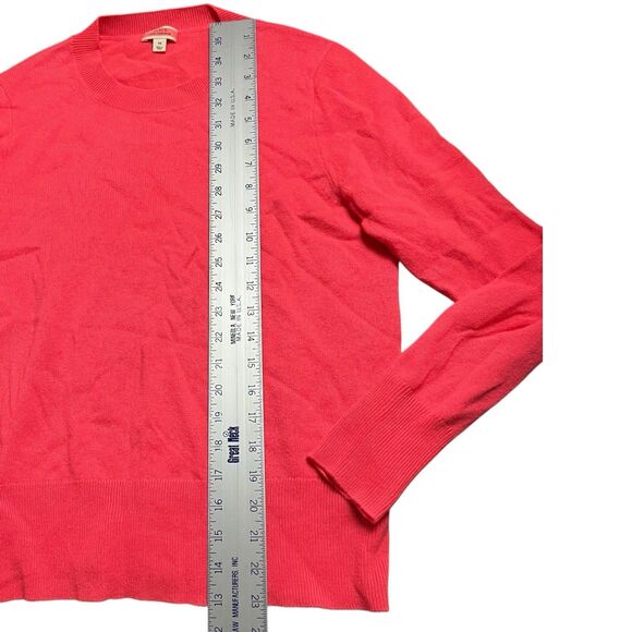 J Crew Sweater M Pink Cashmere Classic-fit Crewneck BA400 Neon Bright Soft New - Picture 2 of 10
